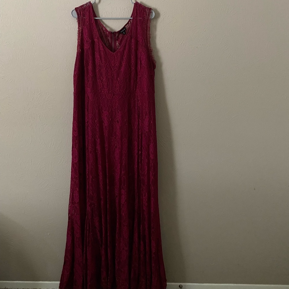 Torrid Floor Length Red Lace Dress